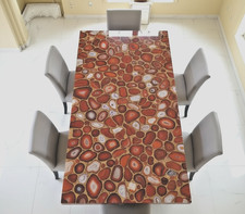 Handcrafted Red Agate Stone Dining Table – Unique Gem Inlay Table Top Modern