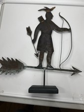Vintage North American Indian Metal Weathervane; Beautiful Patina 17X17