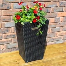 Rowlinson Rattan Style Planter Flower Pot 50cm Black 15L