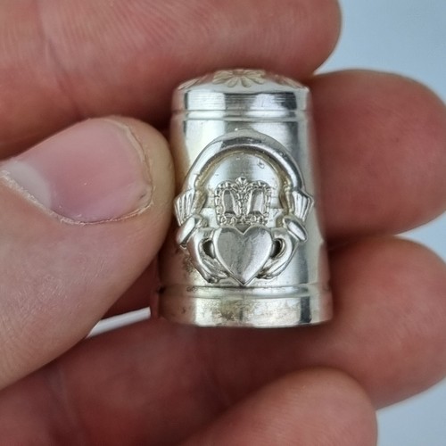 Solid silver thimble claddagh - thimble,