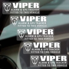 5 x Stickers Viper GPS Tracking Device Signs Security Car Tracker Warning White