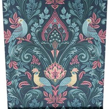 Navy Blue Exotic Birds Floral
