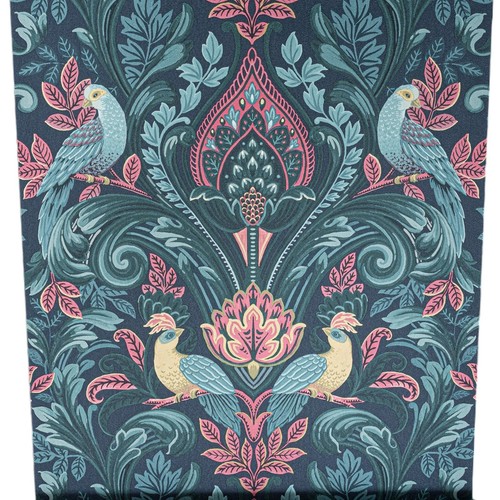 Navy blue exotic - navy, floral