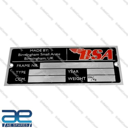 Bsa data plate gold - data,