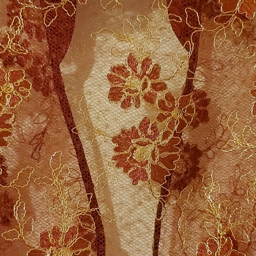 Kaleidoscope red gold floral - red,