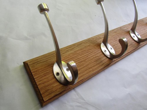 Rustic oak coat hook rack - coat, rail