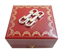 Authentic Cartier Long C Shape Decor Cufflinks Sterling Silver #2562