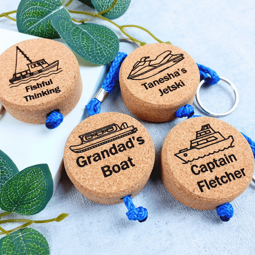 Floating cork boat keyring - cork,