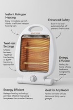 800W Halogen Heater Instant Heat 2 Bar Portable Compact Home Office Winter Warm