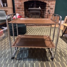 Mid Century Modern Side Table Bar Cart Tea Cocktail Serving Trolley Danish Folds