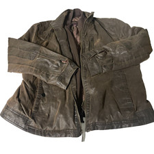 Vintage men's Johnston & Murphy brown leather biker jacket in XL|L33 W23|SKU6537