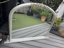 Overmantle Mirror  Richmond Arched Antique Silver Frame H 92cm x 125 cm W 