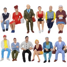 P2509 Model Trains 12pcs G Gauge Figures 1:25 Seated People 12 Different Poses