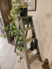 Vintage Green Wood Step Ladder