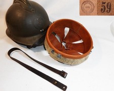 Liner helmet Adrian 1926 genuine aged leather, chinstrap, size 59
