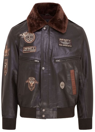 Men brown leather - leather, bomber