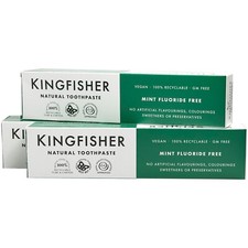 KINGFISHER MINT TOOTHPASTE - NATURAL / FLUORIDE FREE - 3x100ml 