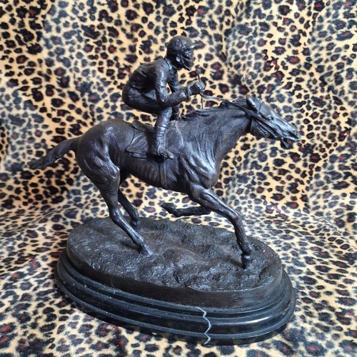 Bronze jockey horse - &,