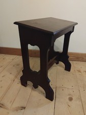 Antique Dark Stained Solid Wood Fretwork Organists Harmonium Stool, Church Decor