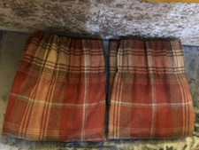 NEXT RED STIRLING WOVEN CHECK PENCIL PLEAT LINED CURTAINS 168X183  CM  (66"x72")