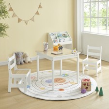 Kids Table and Chairs Set Preschoolers Children Learning Table Set w/ 2 Chairs