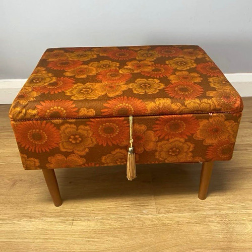 Vintage floral storage ottoman - vintage,