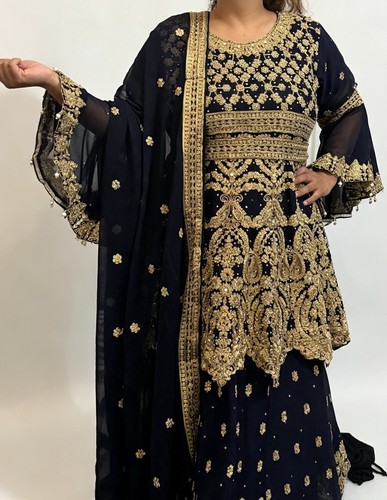 Navy blue gold embellished - navy,