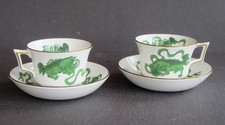 Wedgwood Chinese Tigers Green Two Sets Cups & Saucers ~Excellent~F