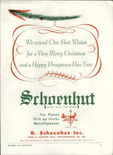 1953 paper schoenhut toy - schoenhut,