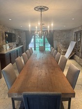 Set of 4 Hooker Furniture Leather & Linen Dining Chairs — Barley Twist Legs, Nai