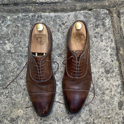 Santoni brown leather oxford - leather,