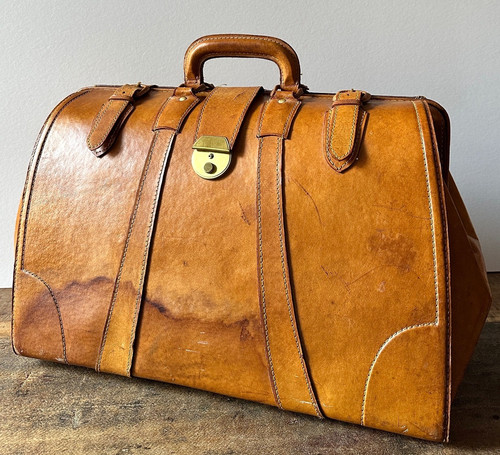 Vintage real leather gladstone - leather,