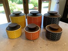 6 x Lovely Orla Kiely Ceramic “Persimmon stem” Storage Jars. **SEE MY OTHERS**
