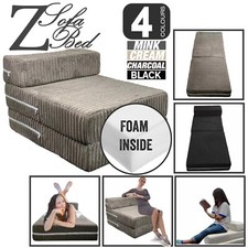 Jumbo Cord Single Chair Bed Sofa Z bed Seat Foam Fold Out Guest Futon Kids