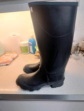 RARE VINTAGE BLACK CENTURY GATES MADE IN BRITAIN WELLINGTONS Size 6/39 FULL KNEE