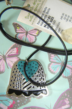 BNWT *Gudrun Sjoden* Belle enamelled / silver plated metal pendant