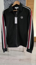 Sergio Tacchini  Mens Renshaw Tape Track Jacket Tracksuit  Black Red Stripe