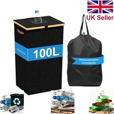 100L Large Recycling Bin Rubbish Dustbin Recycle Waste Kitchen Outdoor NEW