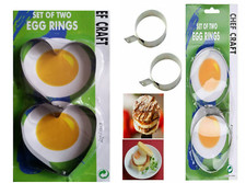 2 METAL FRIED EGG RINGS PANCAKE COOKING MOULD HEART/ROUND