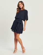 TUSSAH Navy Tiered Mini Dress