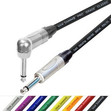 Van Damme Cable Guitar Lead Neutrik 1/4" Straight to Right Angle Jack Plugs