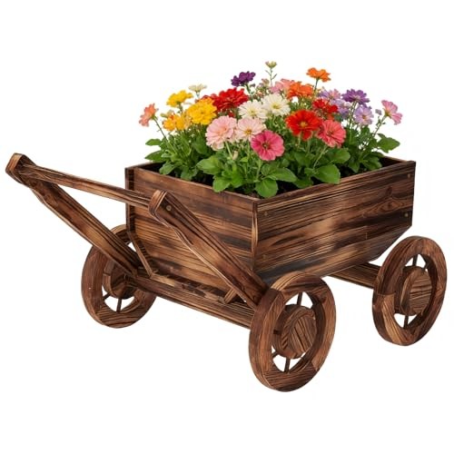 Wagon planters for outdoor