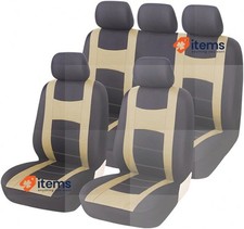 JNNJ 9 Pcs Car Seat Covers Full Set, Front Seat Covers with Matching Car Beige