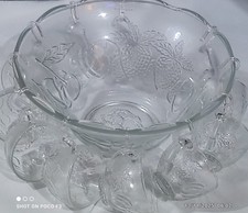 Vintage 70s Glass Punch Bowl