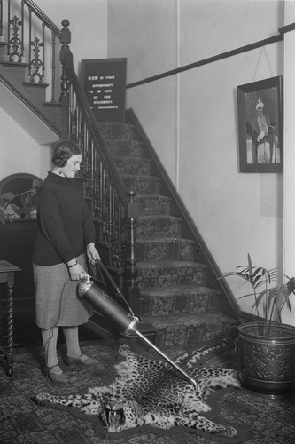 1920s vintage woman vacuuming - woman,
