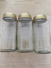 3 x Empty  Large Square Glass Jars Ideal Craft Wedding Candle Storage