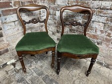 Pair Balloon Back Dining Chairs Victorian Antique 
