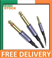 3.5mm TRS to 2x 6.35mm TS Cable – 10FT Y-Splitter for AMP, Mixer, Laptop, MP3 IR