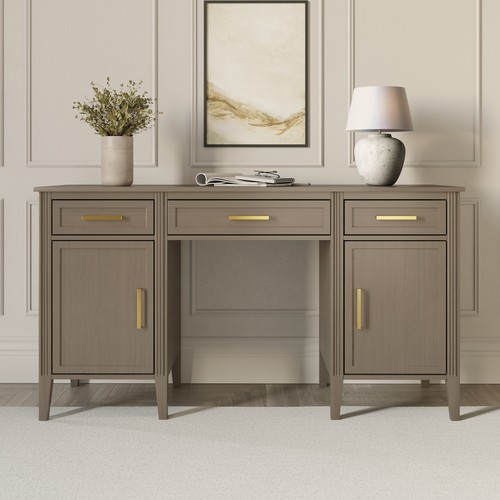 Dark wood office desk with - dark,