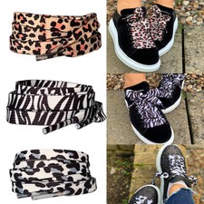 Zebra & Snow Leopard Animal Print Flat Ribbon Shoe laces shoelaces for Trainers